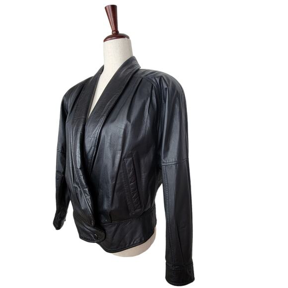 Byrnes & Baker 80s 90s Style Black Leather Jacket Style #1746 - Size S - Picture 3 of 6
